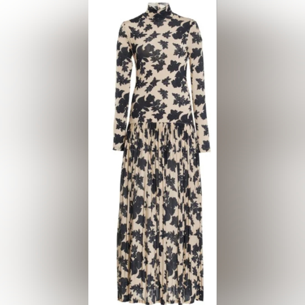 Ulla Johnson Size Large Amaya Print Mock Neck Long Sleeve Midi Dress MSRP $590 - Picture 4 of 4